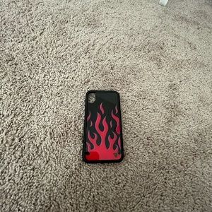 wildflower black and hot pink flames case iphone xr